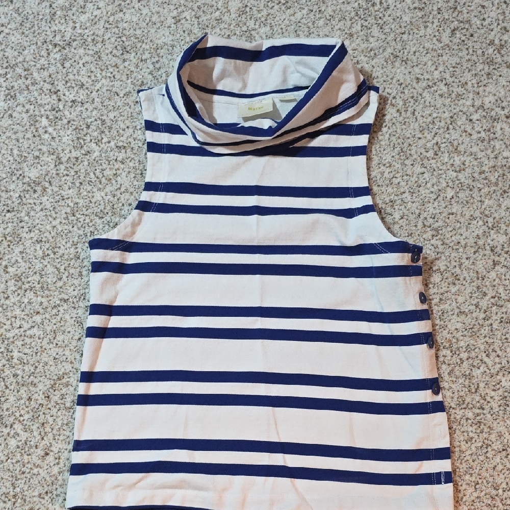 Anthropologie Maeve Blue and White Striped Top